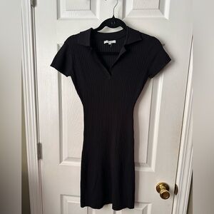 Love Tree Black Knit Collared Short Sleeve Sheath Dress Size S